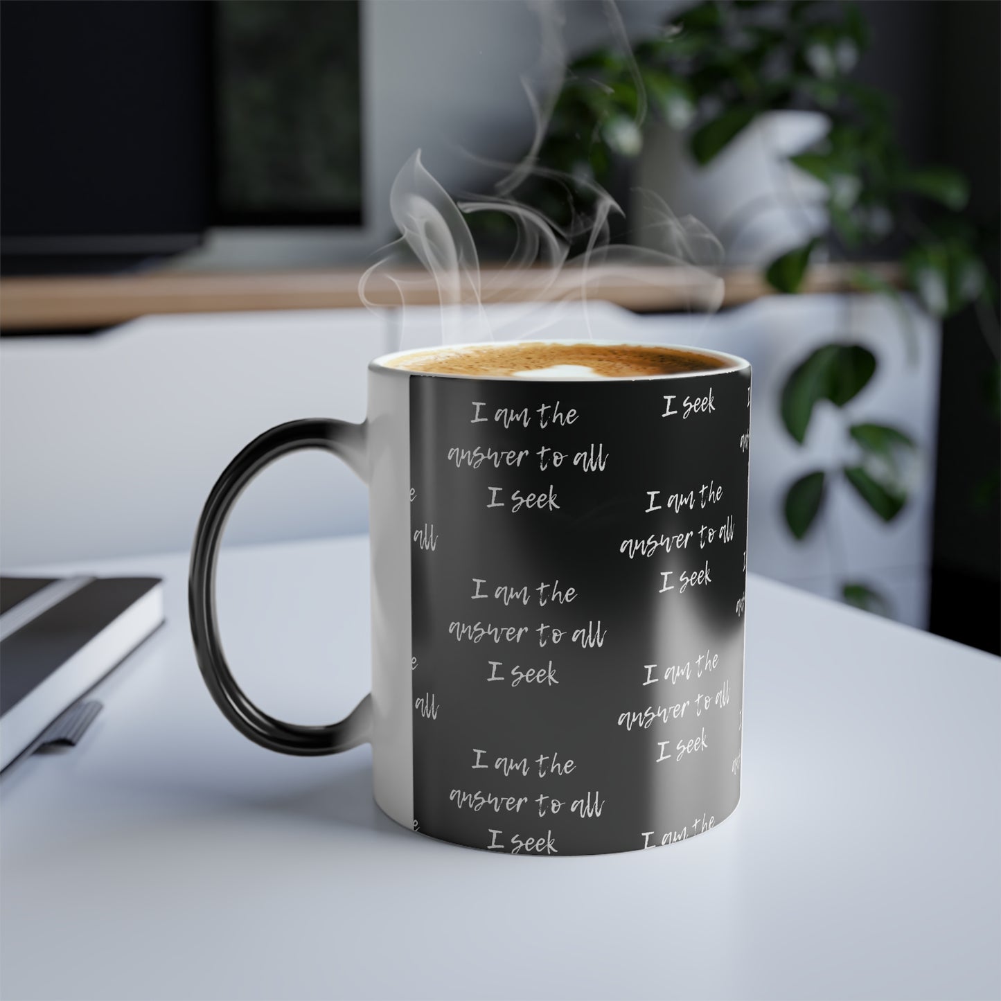 I Am The Answer (White Print) Color-Changing Affirmation Mug