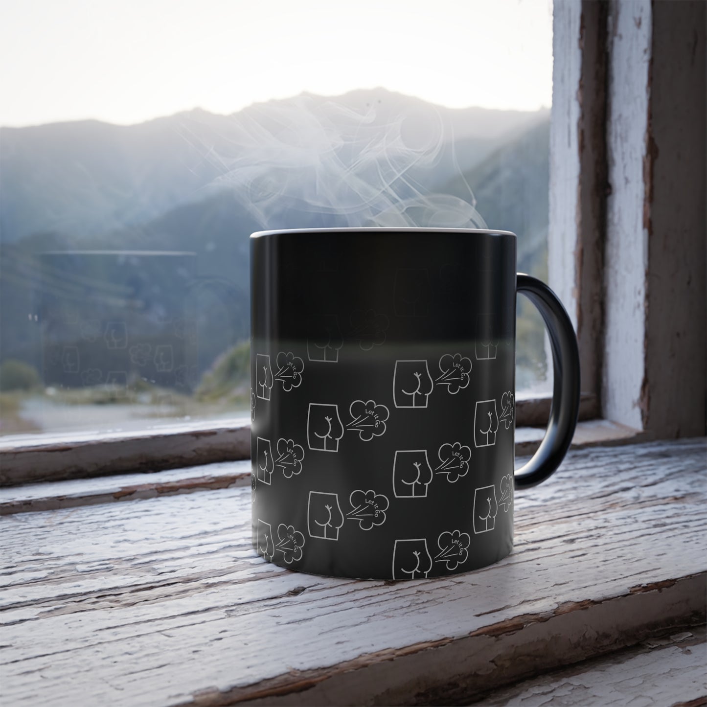 Let It Go and Fart (White Print) Sarcastic and Funny Color-Changing Mug