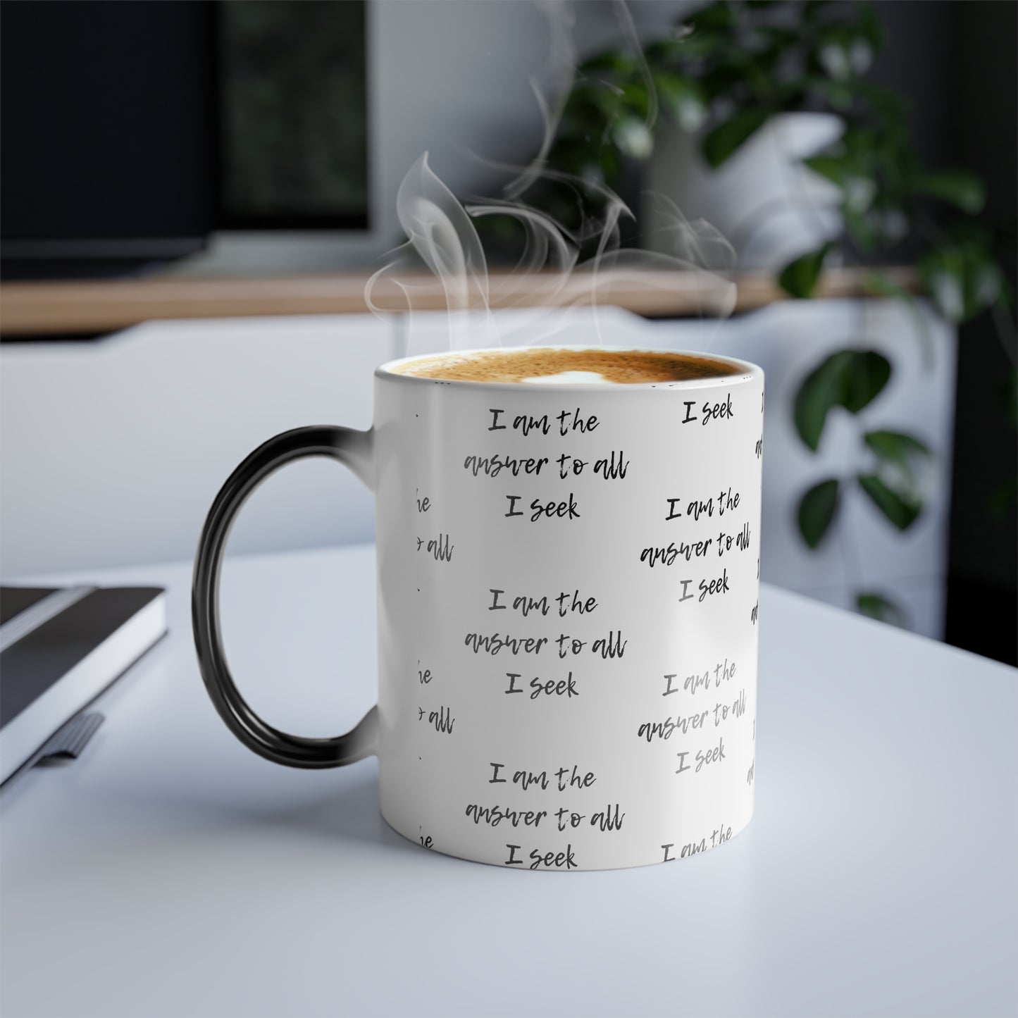 I Am The Answer (Black Print) Color-Changing Affirmation Mug