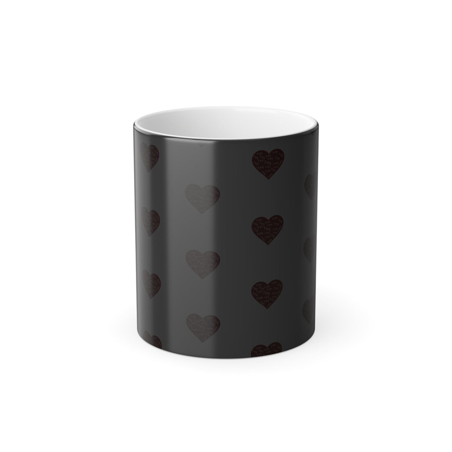 Yes to Love Hearts (Red Print) Color-Changing Affirmation Mug