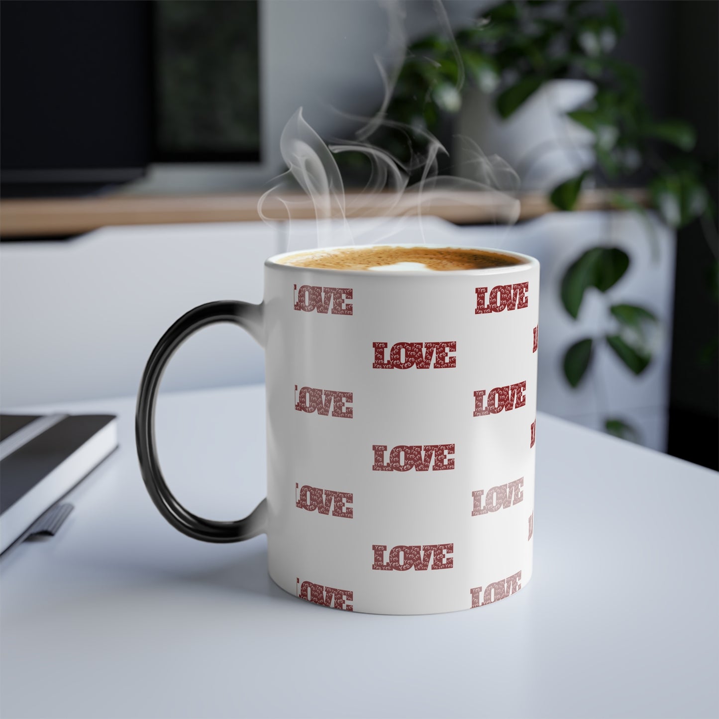 Yes to Love (Red Print) Color-Changing Affirmation Mug