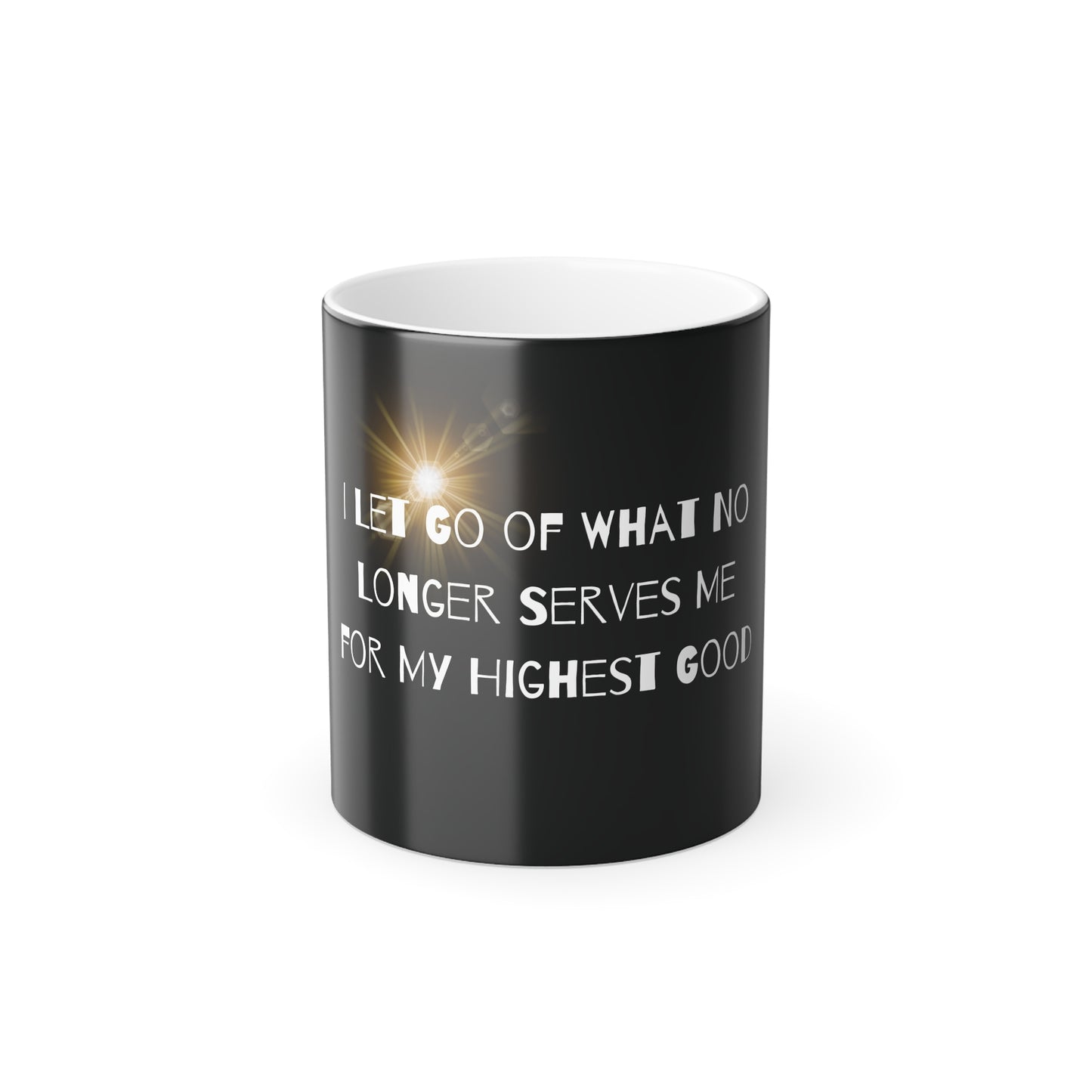 Let Go No Longer Serves (White Print) Color-Changing Affirmation Mug