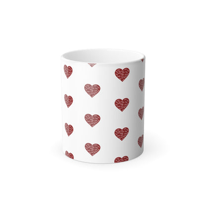 Yes to Love Hearts (Red Print) Color-Changing  Affirmation Mug