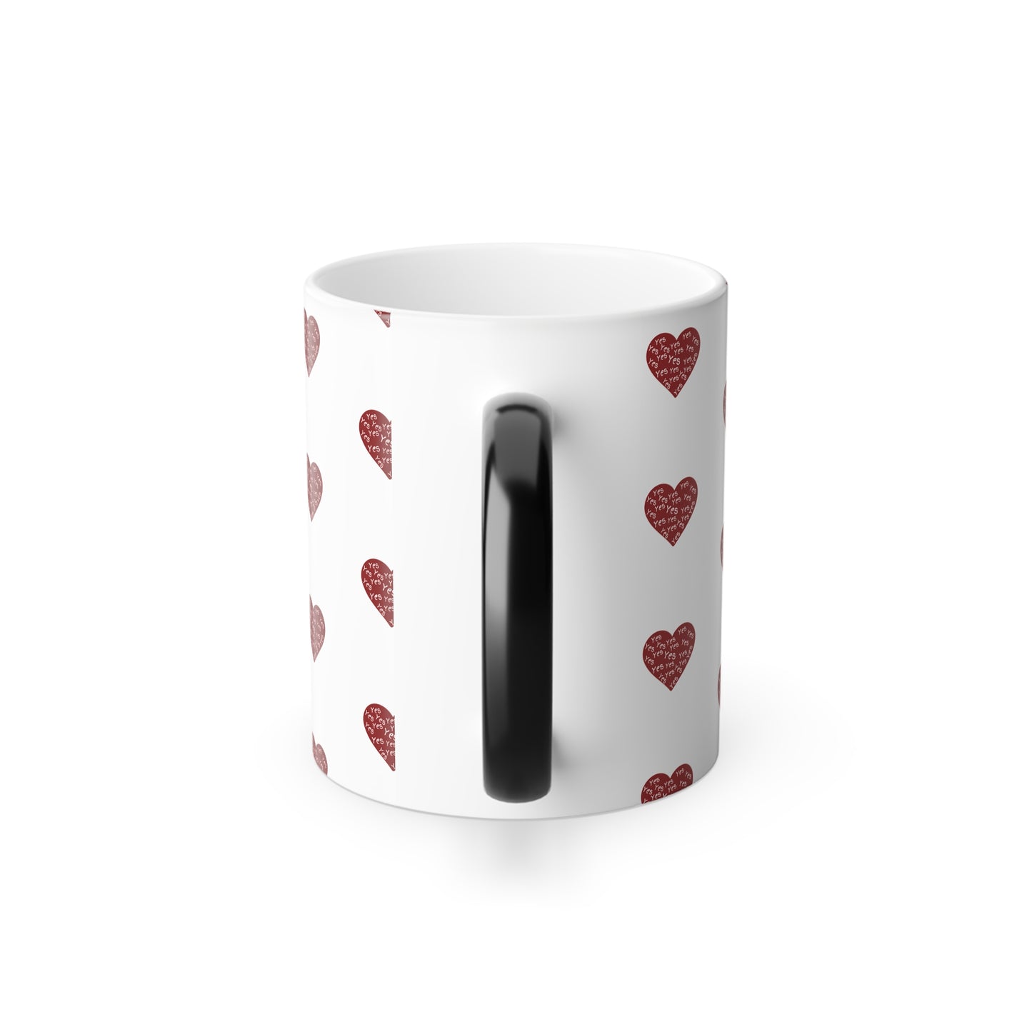 Yes to Love Hearts (Red Print) Color-Changing  Affirmation Mug