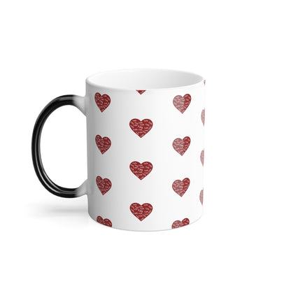 Yes to Love Hearts (Red Print) Color-Changing  Affirmation Mug