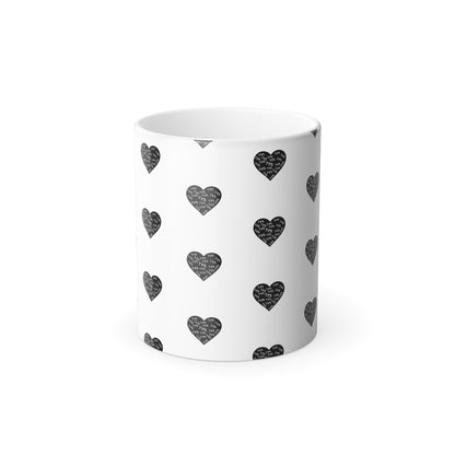 Yes to Love Hearts (Black Print) Color-Changing  Affirmation Mug