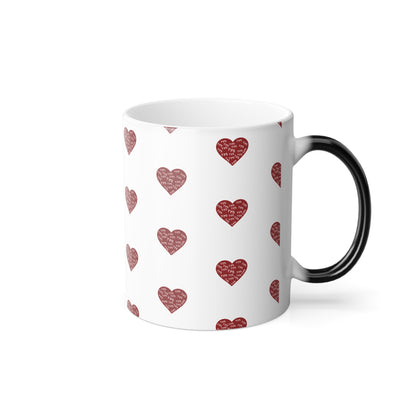 Yes to Love Hearts (Red Print) Color-Changing  Affirmation Mug