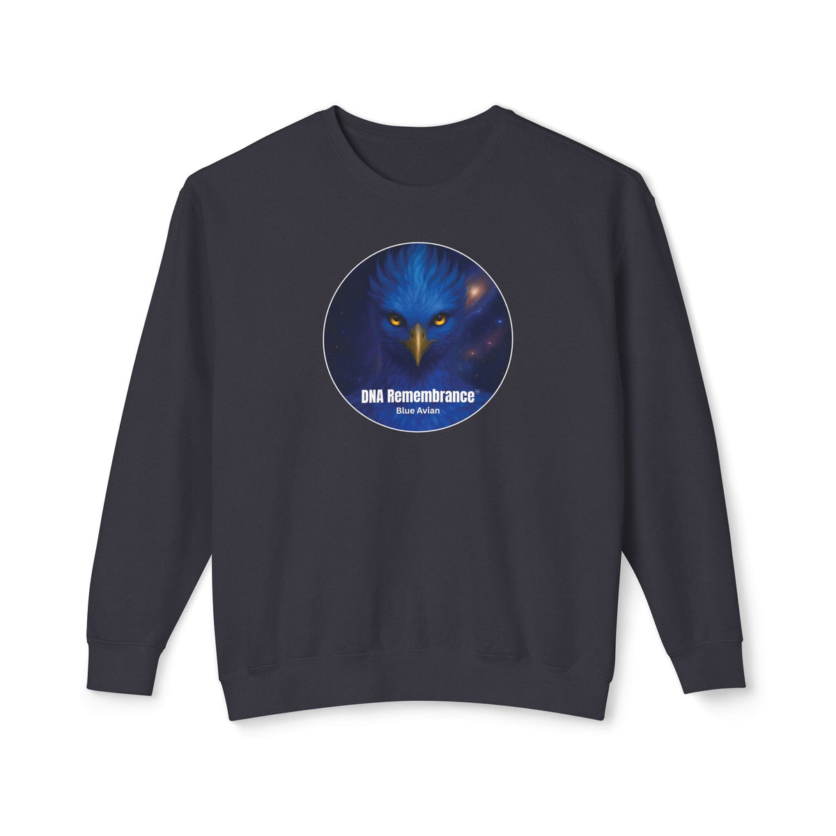 Black sweatshirt with an eagle head design and 'DNA Remembrance' text on a white background