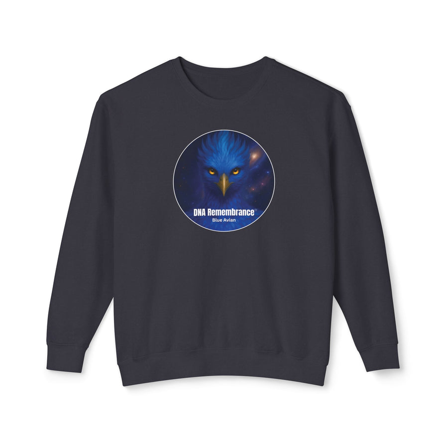 Black sweatshirt with an eagle head design and 'DNA Remembrance' text on a white background