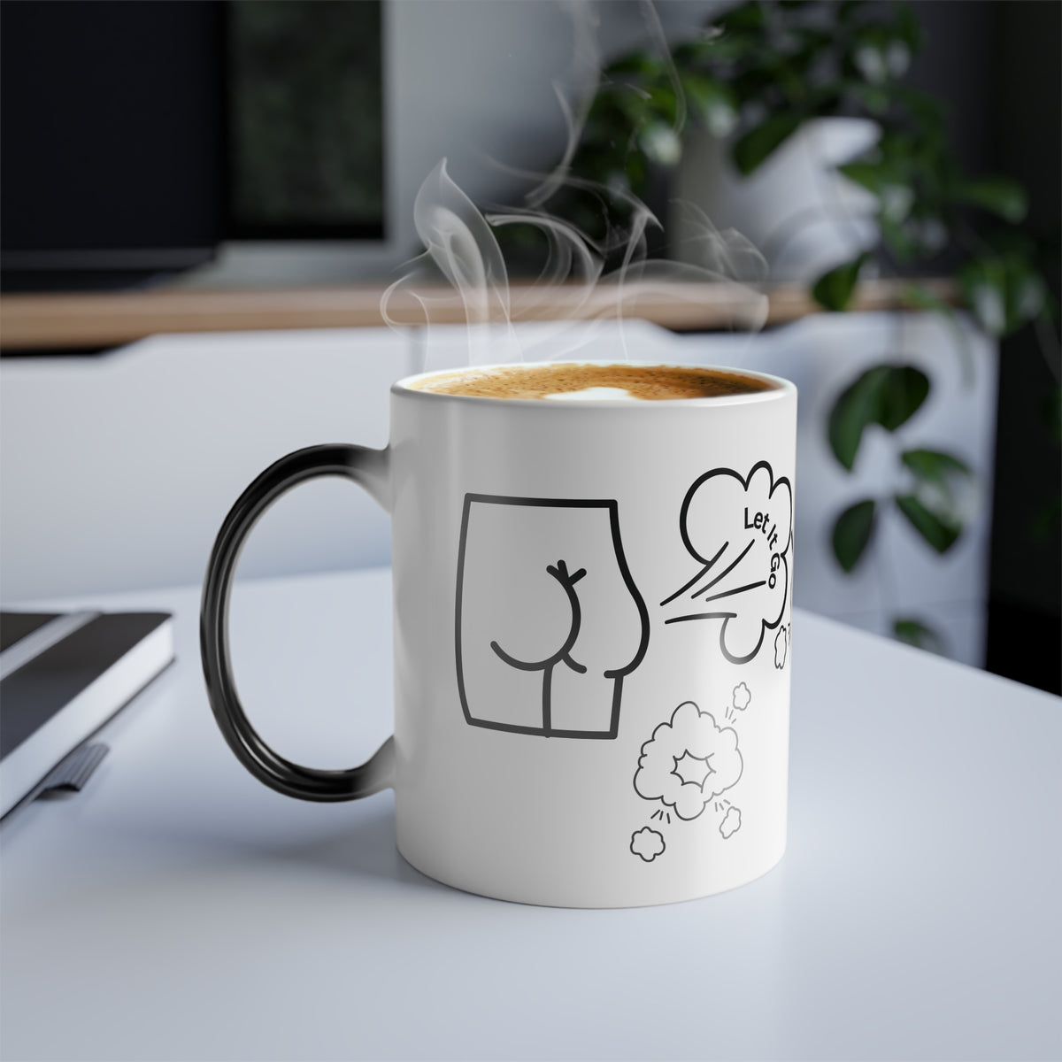 Let It Go and Fart (Black Print) Funny Color-Changing Mug