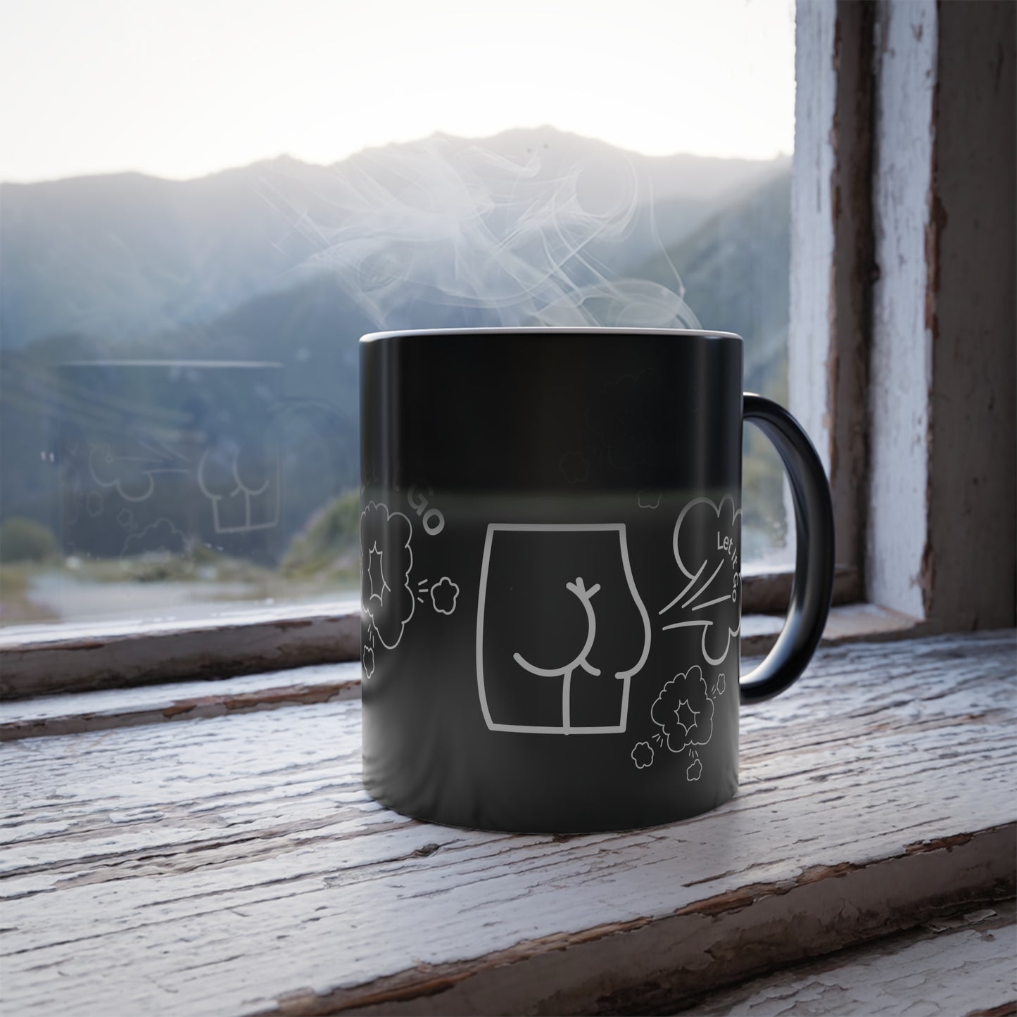 Let It Go and Fart (White Print) Funny Color-Changing Mug