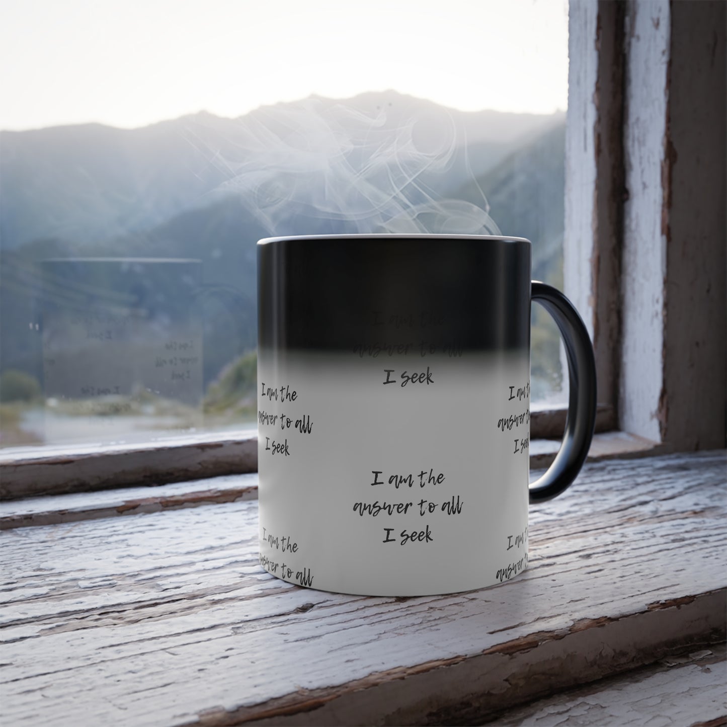 I Am The Answer (Black Print) Color-Changing  Affirmation Mug