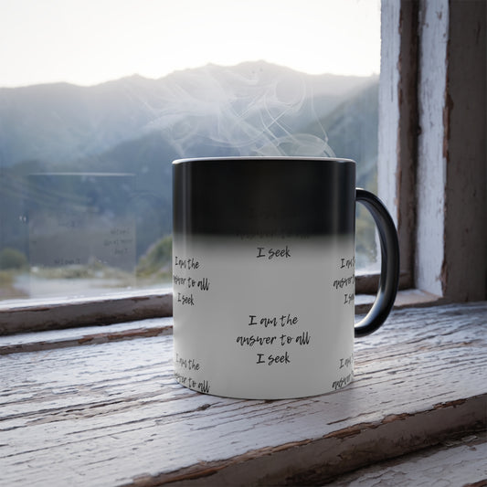 I Am The Answer (Black Print) Color-Changing  Affirmation Mug