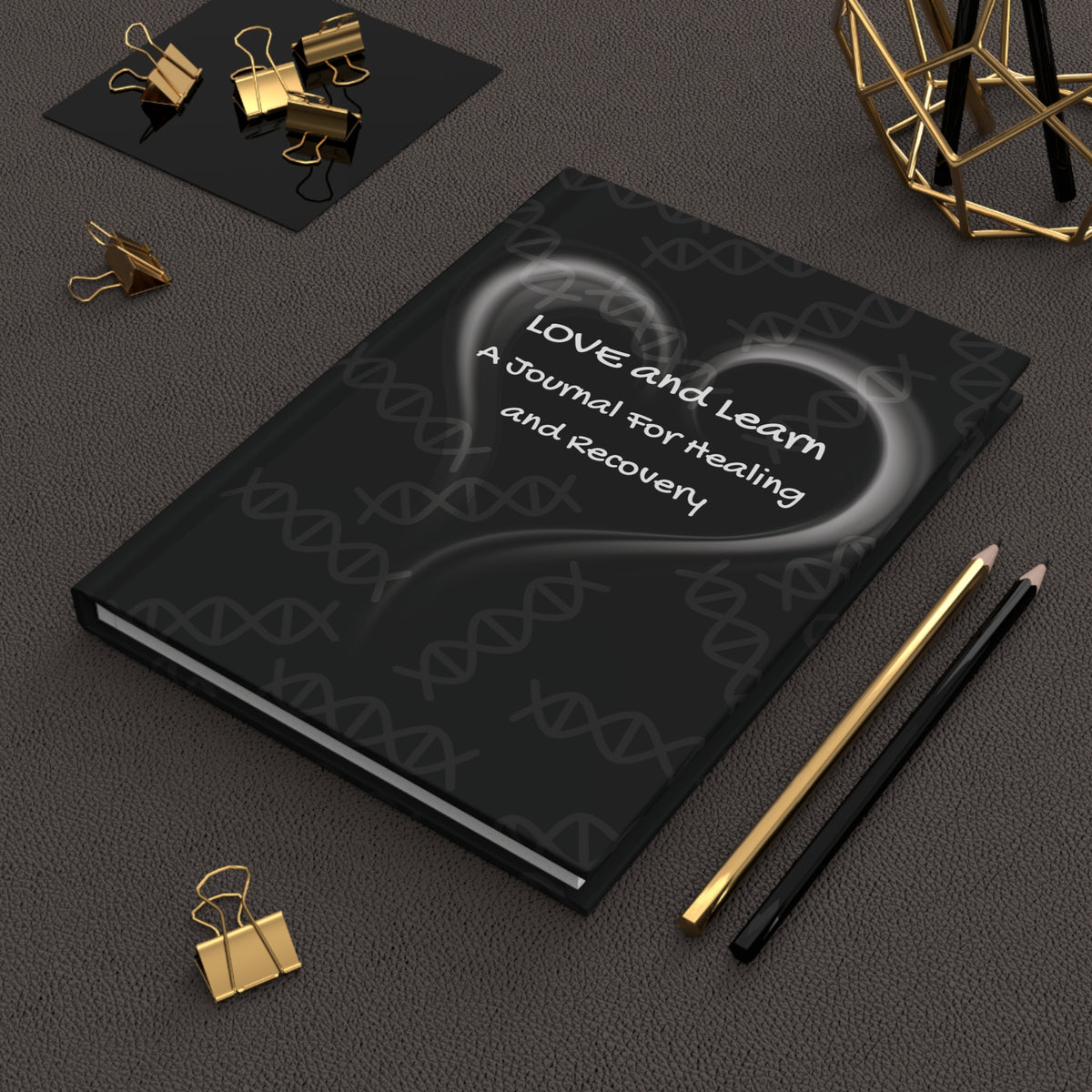 Love and Learn: Black Hardcover Journal